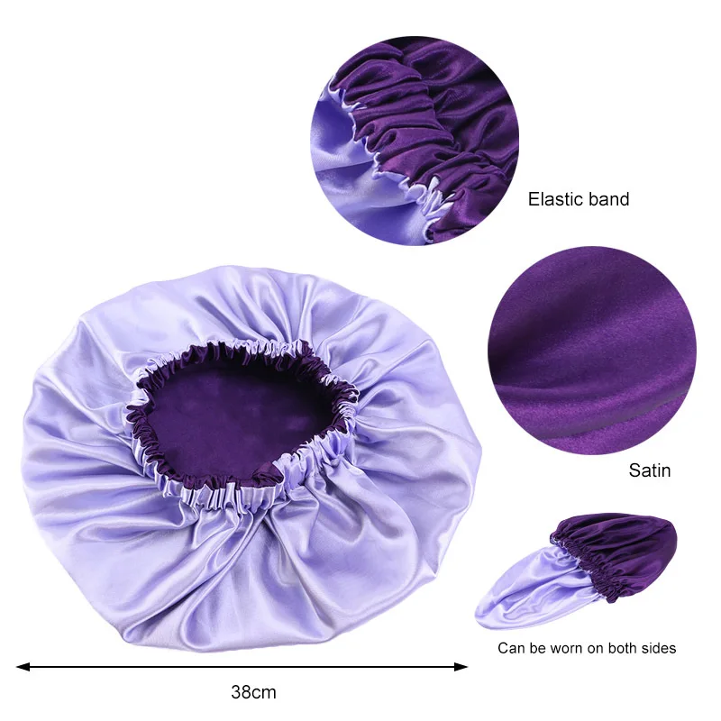 Satin Hair Cap For Sleeping Invisible Flat Imitation Silk Round Haircare Women Headwear Ceremony Adjusting Button Night