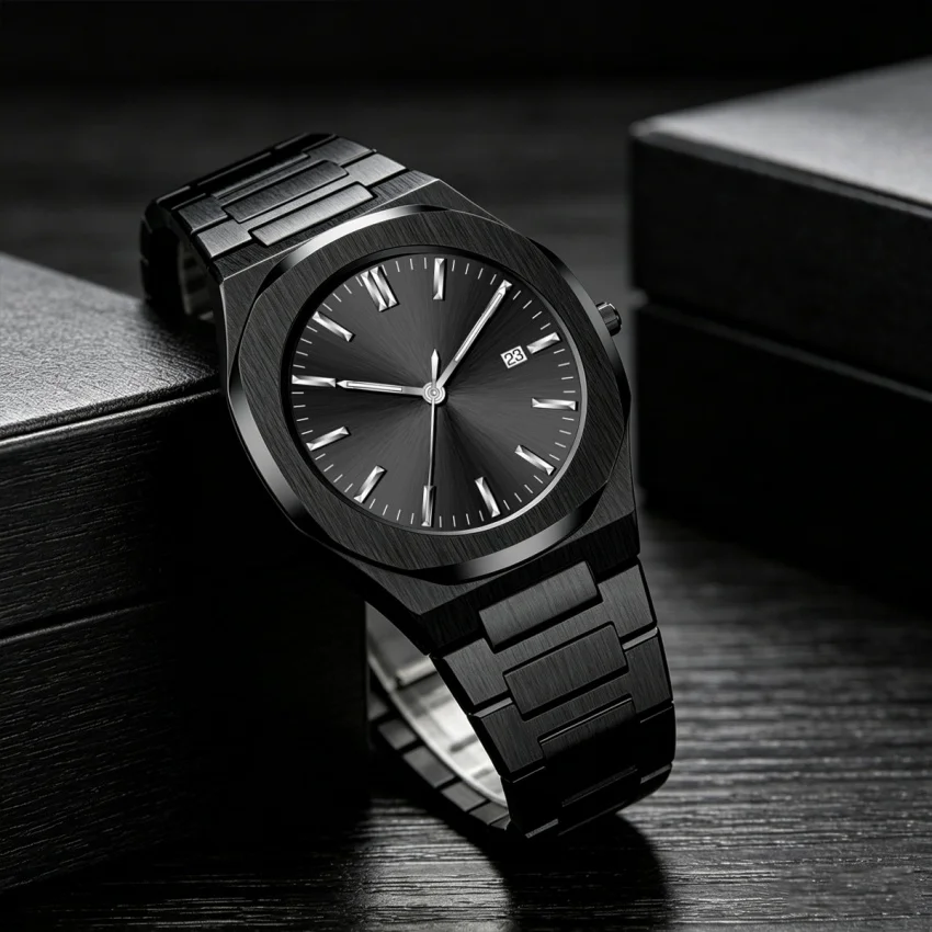 Luxury Business Men's Watch Gift Box Set High Quality Rose Gold Case Simple and Versatile Quartz Watch Relogio Masculino
