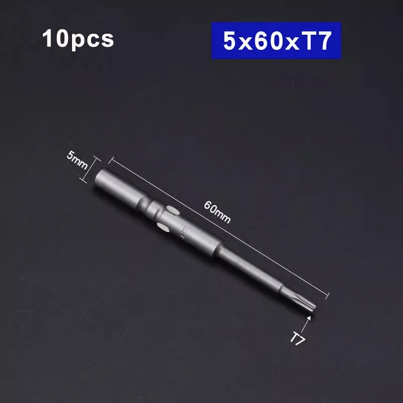10pcs/lot 60mm/100mm/120mm/150mm length 801 5mm Round Shank Magnetic Torx Screwdriver Bit T3 T4 T5 T6 T7 T8 T10 T15 T20 T25 tool image 3
