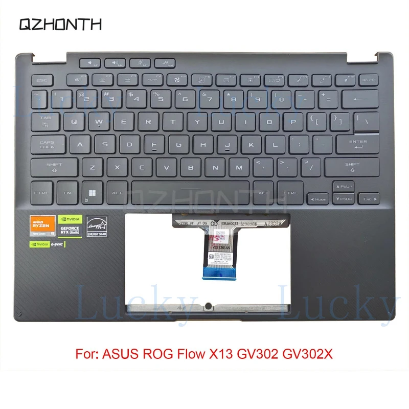 f  Used For ASUS ROG Flow X13 GV302 GV302X Palmrest Backlit Keyboard (2023 Version)