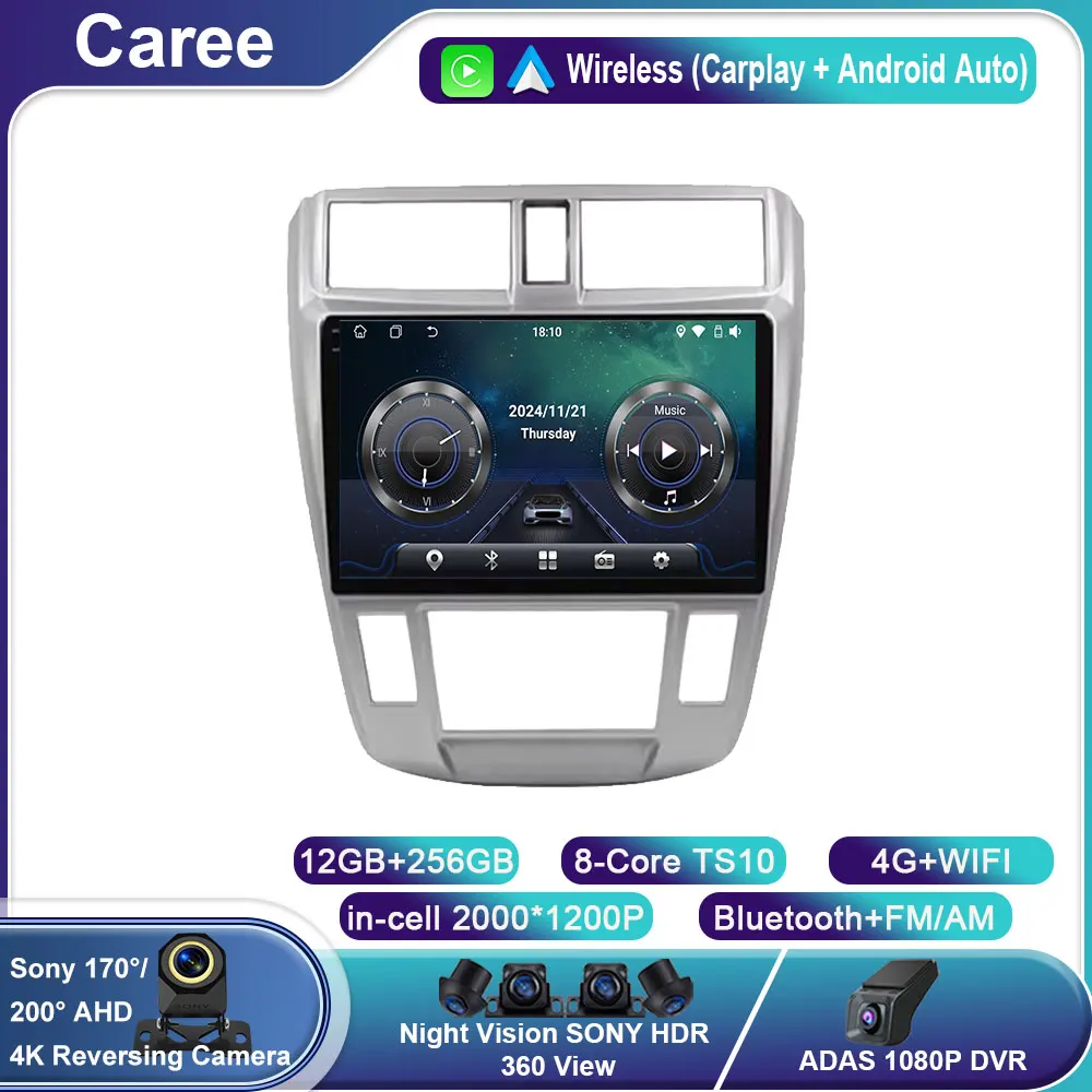 

For Honda City 2008 - 2013 Android System Car Video Multimedia Player GPS Screen DSP Stereo 4G WiFi GPS QELD BT No 2din din dvd