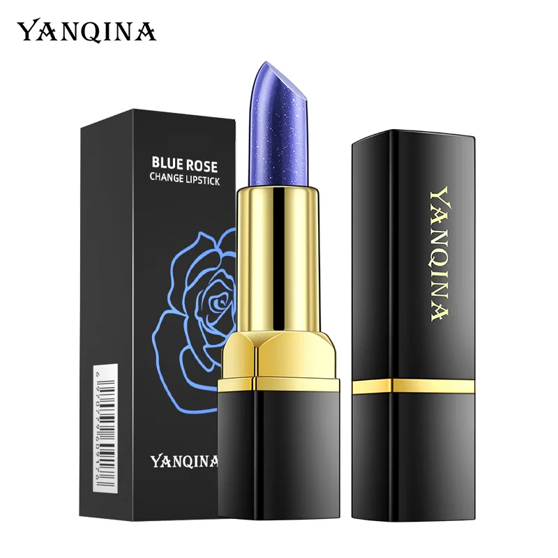 YANQINA Black Rose Blue Rose Lip Temperature Color Changing Natural Long Lasting Waterproof Lipstick Cosmetics Woman Makeup