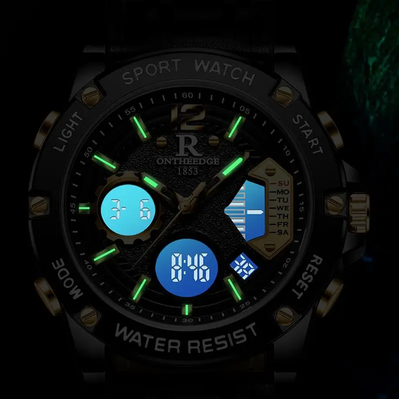 Swiss brand ONTHEEDGE multi-functional fashion large dial sports watch men's waterproof electronic watch watch