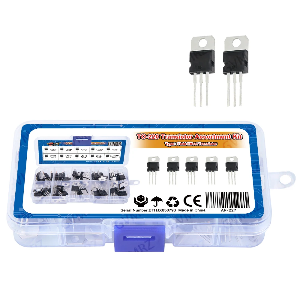 50PCS L7805 10Values TO-220 Transistor Assortment Kit (L7805/L7812/LM317T etc.) for Industrial Power Supply DIY Project