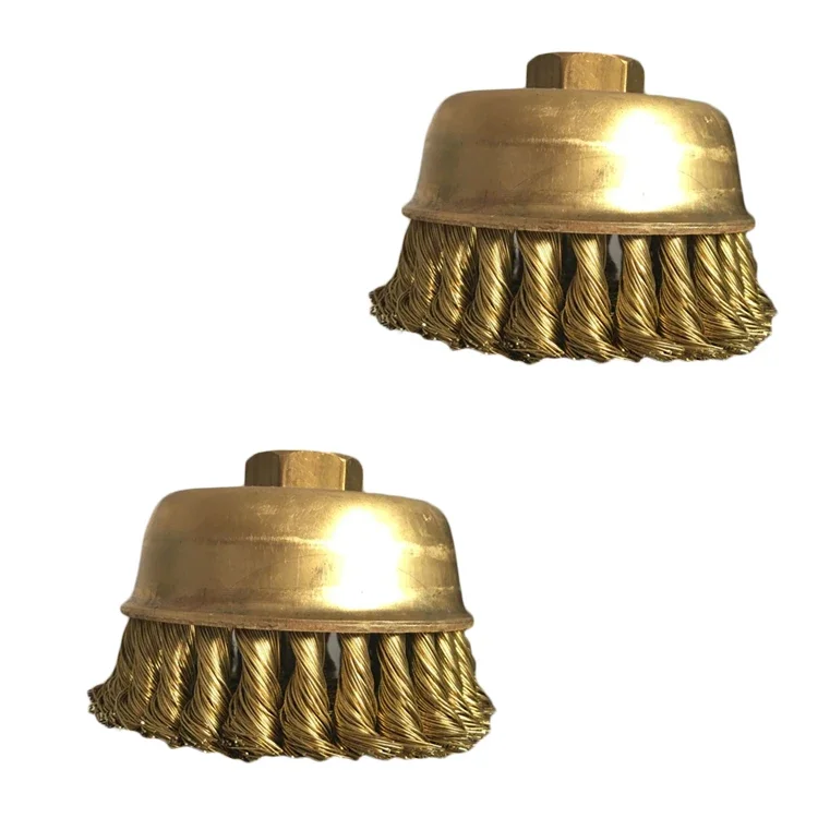 Hot selling non sparking brush 3inch brass knot wire cup brush