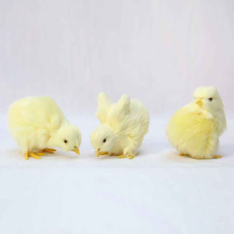 Easter Chick Miniature Soft Plush Yellow Chicken Figurines Cute Simulation Animal For Home Table Decoration Easter Gifts