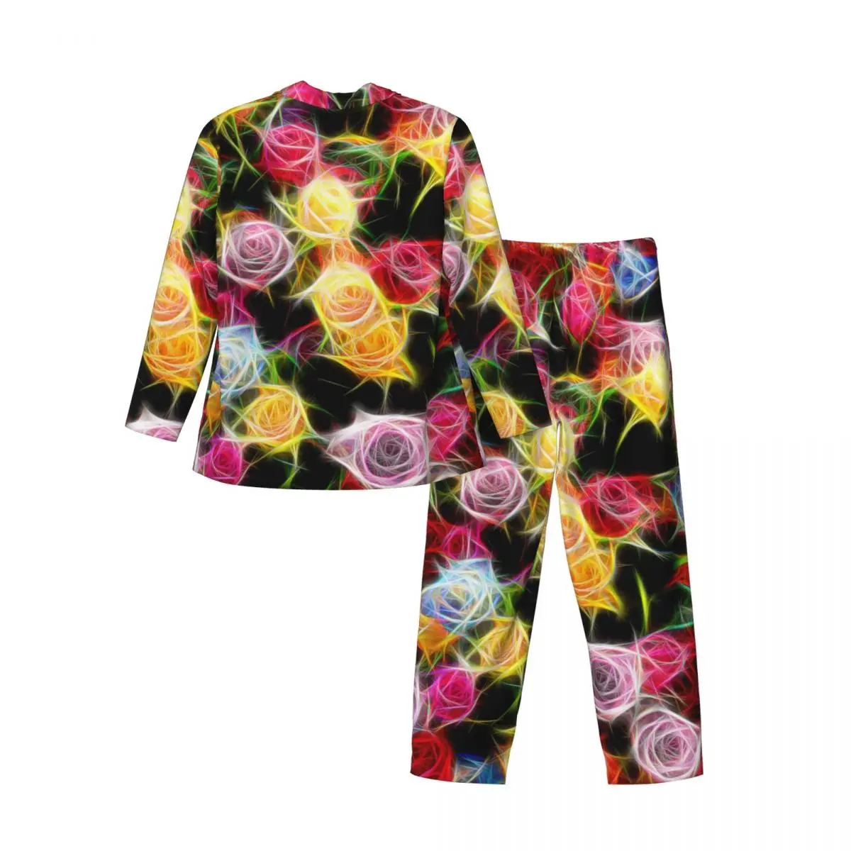 Abstract Flower Pajamas Mens Rose of feeling Fashion Sleep Sleepwear Autumn 2 Pieces Vintage Oversized Custom Pajama Sets