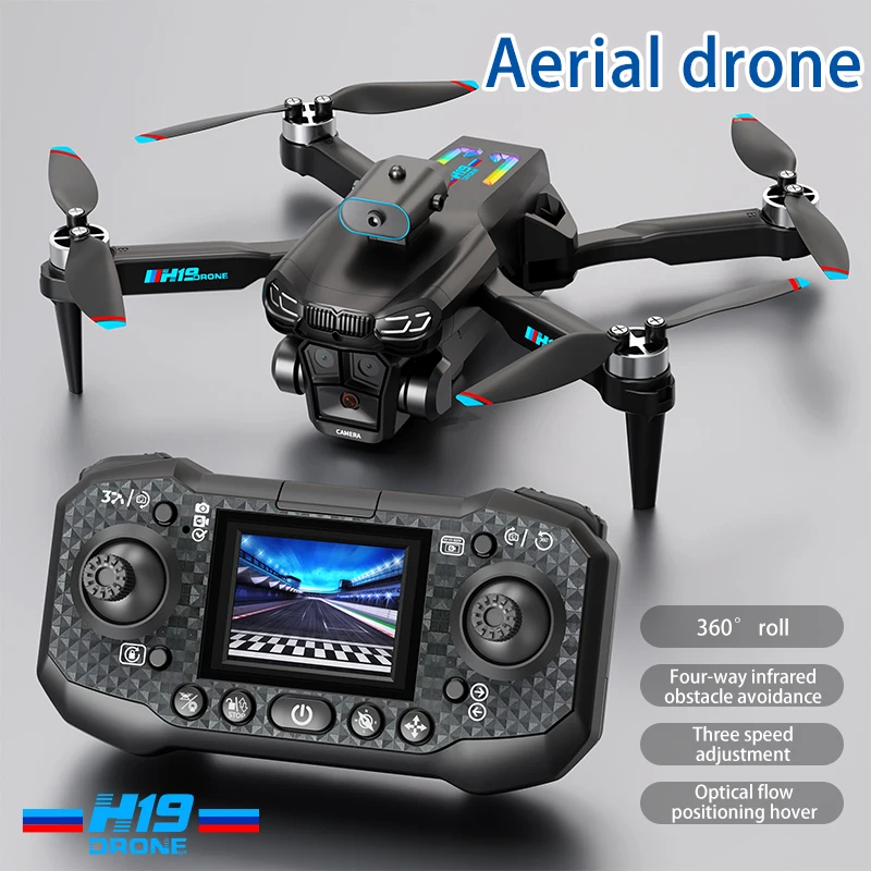 Drone kamera ganda MHD H19, kontrol layar cerdas Drone Brushless Servo penyesuaian daya tahan lama mainan Quadcopter profesional