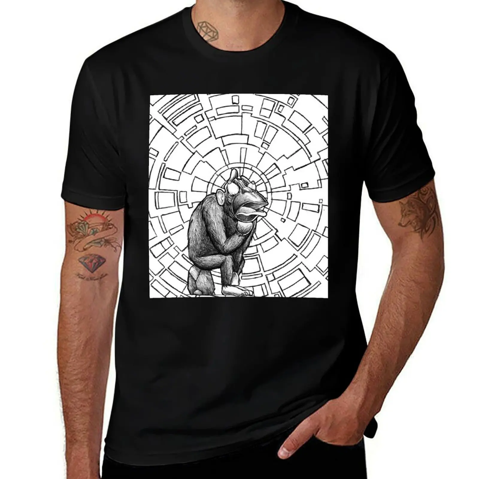 

thinking monkey T-Shirt Blouse luxury t-shirt funny shirt cotton rapper graphic tees men t shirts