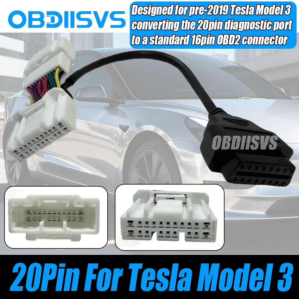 

OBD2 Adapter Cable For Tesla 20pin OBDII Connector for Tesla Model 3 For X431 OBD2 Diagnostic Adapter Cable 20pin Male/Female