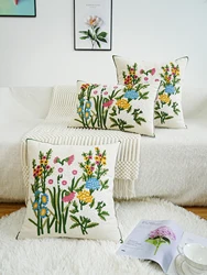 1pc Exquisite Garden Floral Embroidered Cushion Cover Without Core For Various Room