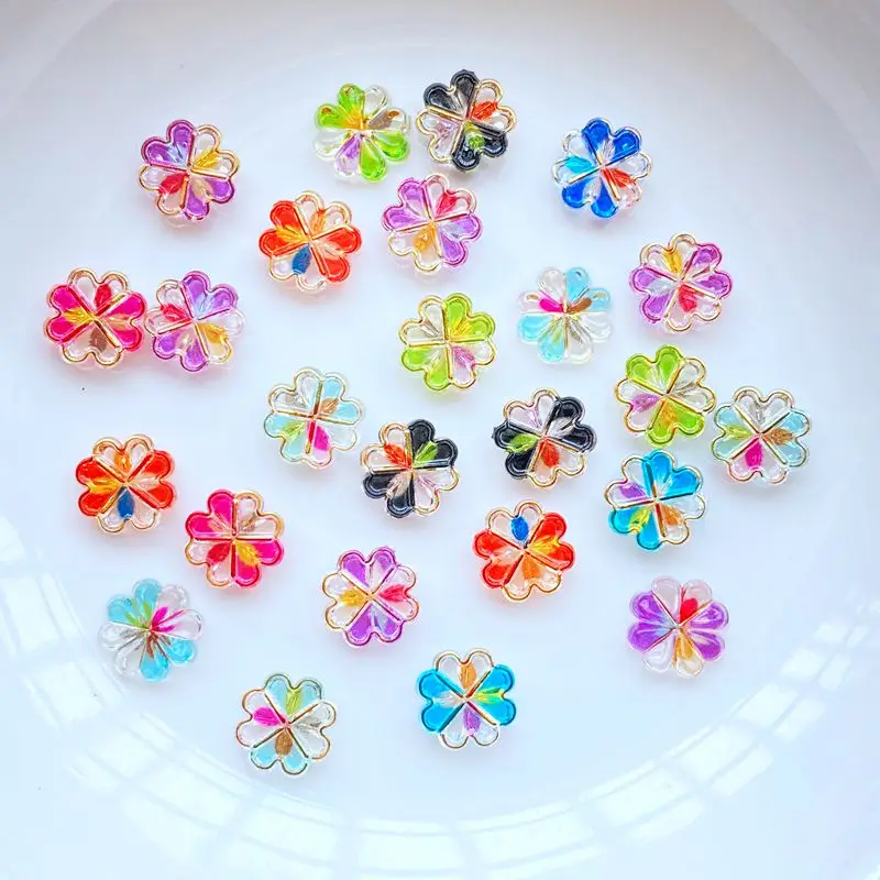 100Pcs New Cute Mini 8mm Shiny Floret Resin Figurine Crafts Flatback Ornament Jewelry Making Hairwear Accessories