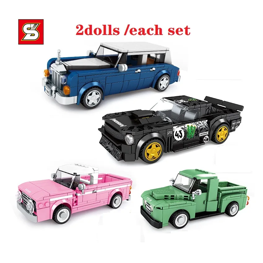 

SEMBO Plastic Blocks Famous Car Model Building Bricks Cool Vehicle Educational Kids Toys for Children Juguetes Boy Birthday Gift