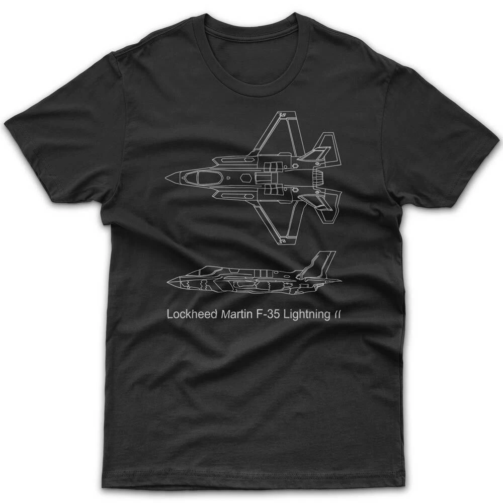 

Blueprint-F-35 Lightning II-US Air Force Gift-US Army souvenir, 100% cotton short-sleeved printed T-shirt.