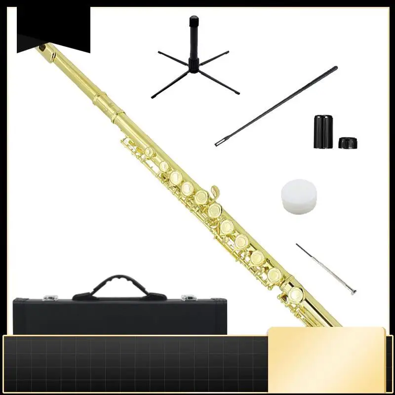 SLADE 16 Closed Holes Flute C Key Flute Concert Flute Professional Woodwind Instruments Gold Silver-N37R