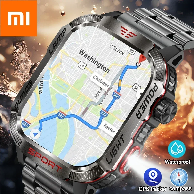 Xiaomi New For Huawei Military GPS Smart Watch Men Flashlight Compass Waterproof Outdoor Sport Tracker Bluetooth Call Smartwatch