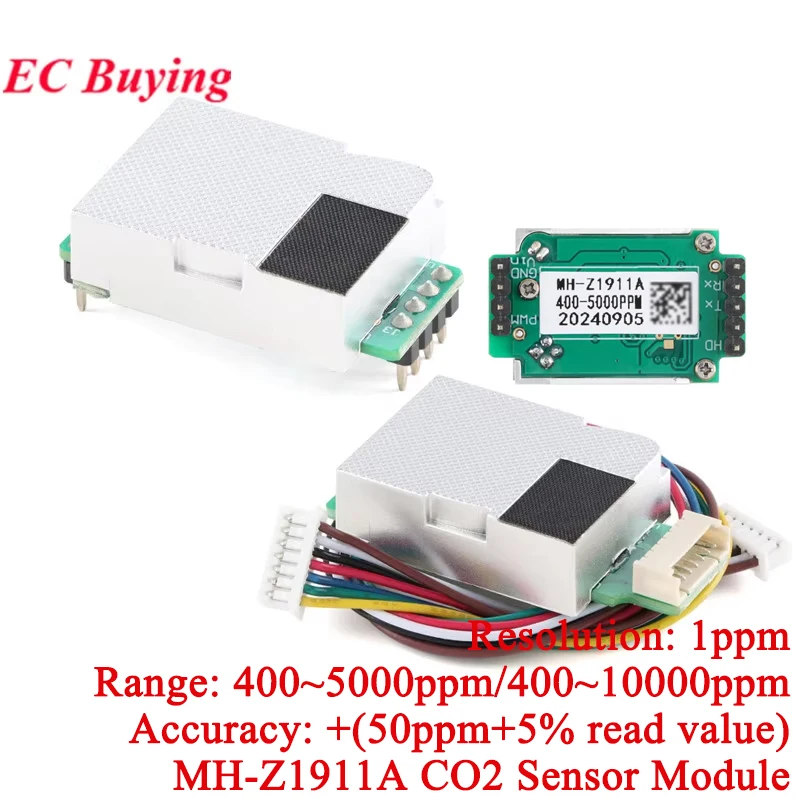 MH-Z1911A MH-Z19 NDIR CO2 Carbon Dioxide Air Gas Sensor Module Infrared IR 400-5000ppm 400-10000ppm for CO2 Monitor