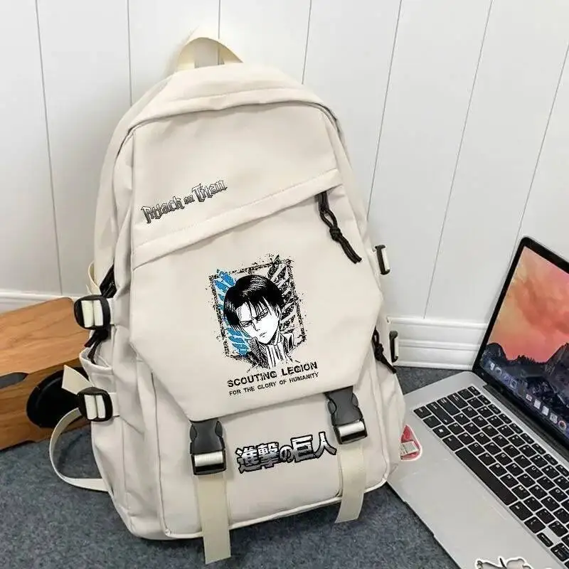 

Anime Game Black Blue White Attack On Titan Shingeki No Kyojin Student Kids Teens School Bags Backpacks Girls Boys