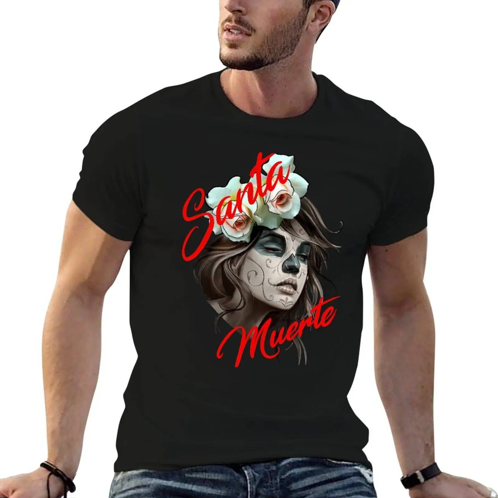 

Santa Muerte Mexican Girl T-Shirt anime t shirts for man t shirt personalised t shirts cotton 100% T-shirt
