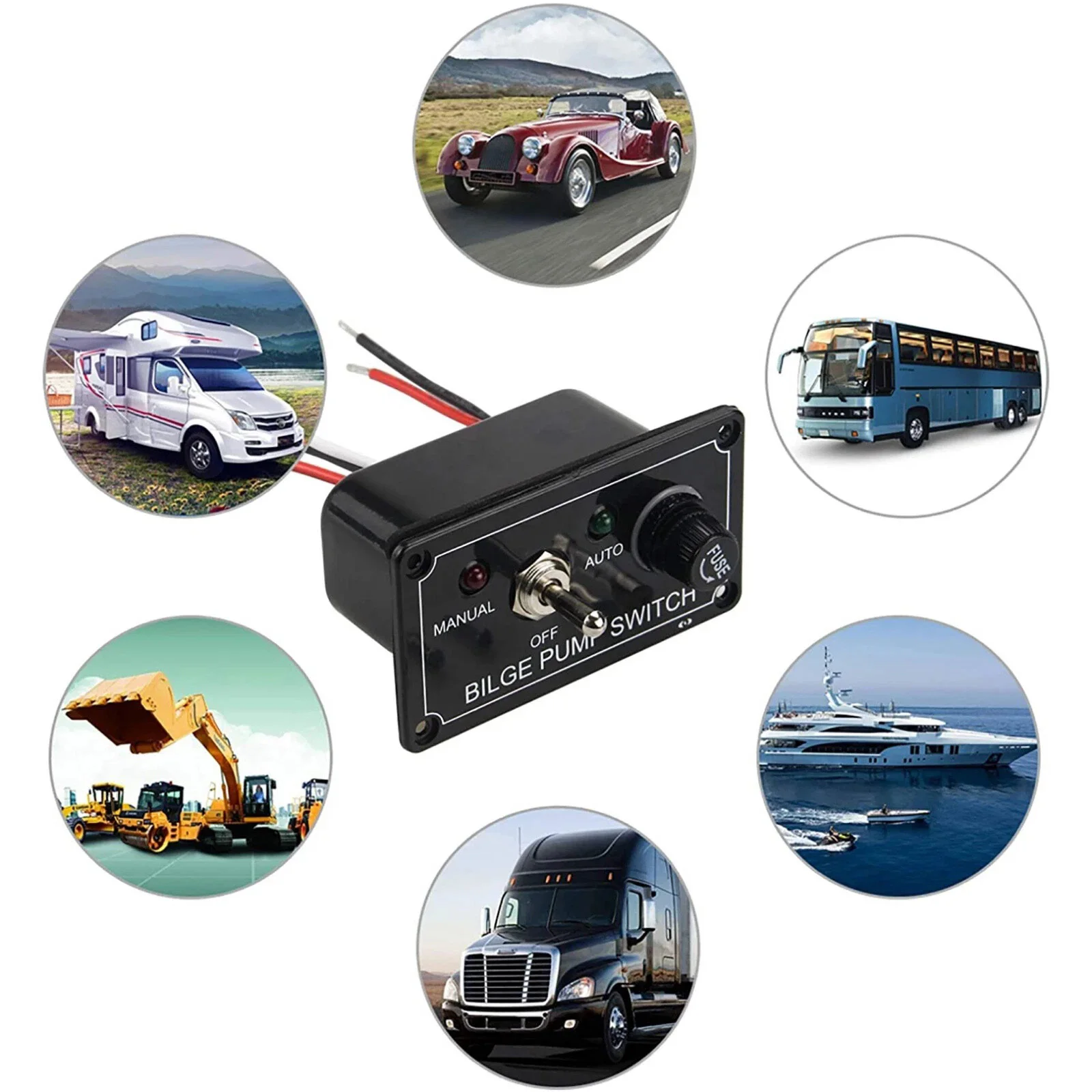 

Панель управления трюмным насосом ON-OFF-ON, 12В DC, автоматический/ручной LED-переключатель с выключателем 5А для лодок, морского транспорта, автомобилей, яхт, квадроциклов