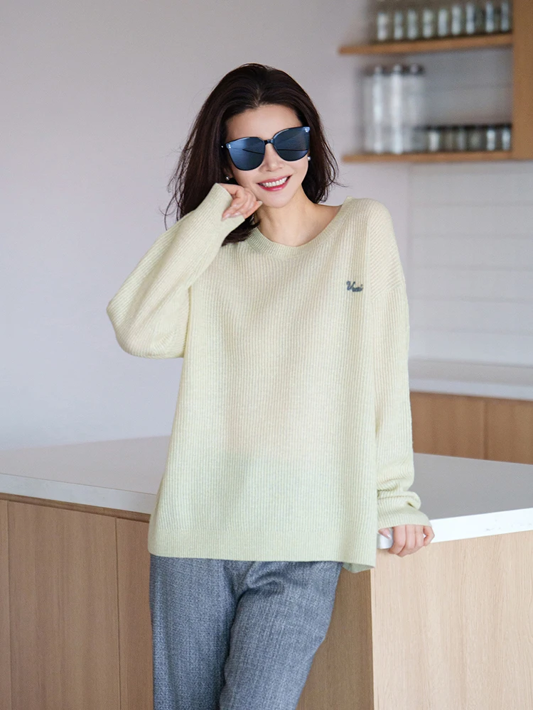 

Женская трикотажная кофта Vi Camere из льна с вышивкой, объемным 3D-декором, прямого кроя, комфортная, с длинным рукавом, с круглым вырезом