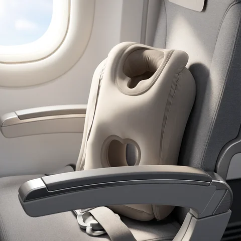 Almofada de Viagem Inflável Aprimorada com Apoio de Cabeça e Queixo para Avião, Carro e Escritório – Almofadas de Descanso para Pescoço e Soneca