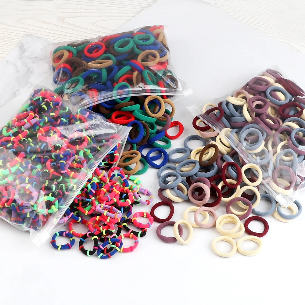 50/100PCS opaski do włosów dla dzieci dziewczynek 3cm wysokie elastyczne mieszane kolory pałąk Scrunchies nakrycia głowy akcesoria do włosów opakowanie na prezent