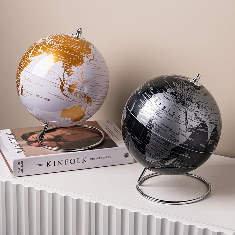 Modern Black Gold Rotating Globe Living Room Decorative Art Round Exquisite Crafts Children's Decoration Accessories