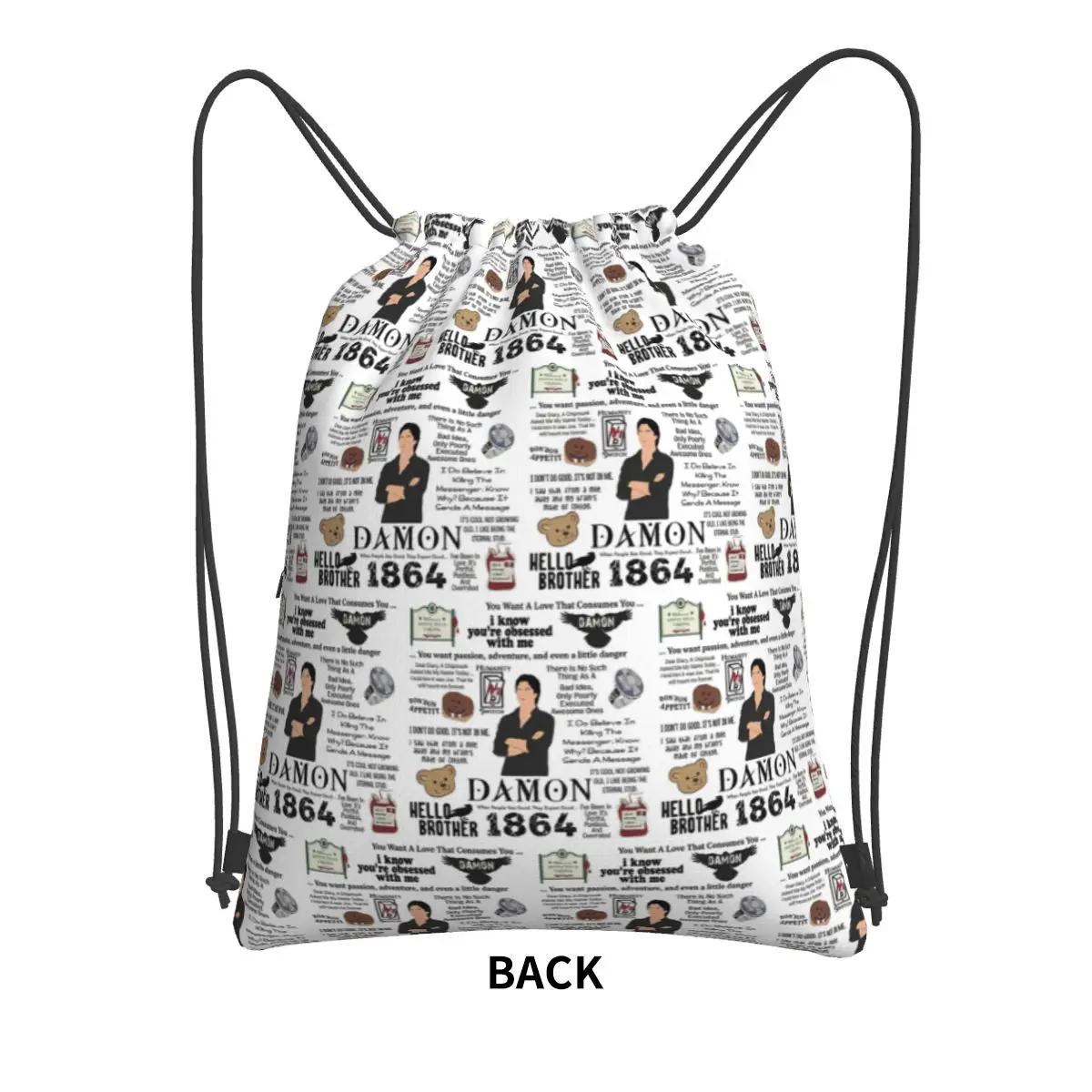 The Vampire Diaries Damon Salvatore TV Series Backpacks Casual Drawstring Bags Storage Bag Book Bags for Travel School
