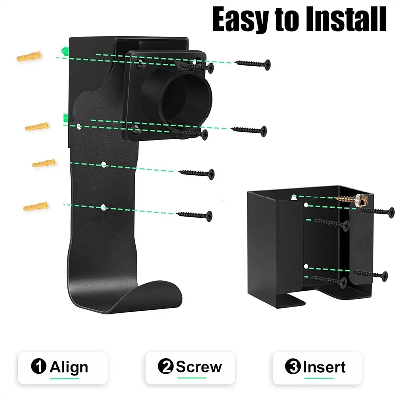 EV Charger Holder Set Charging Box Holder and Wall-Mount Connector Nozzle Holster Dock with J-Hook for SAE J1772 Electric Car