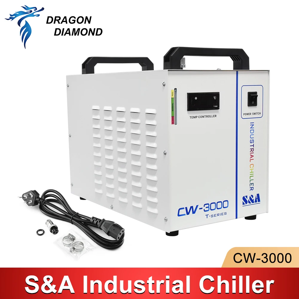 S&A CW3000 Industrial Water Chiller for CO2 Laser Engraving Cutting Machine Water Tank Cooling 60W 80W Laser Tube DG110V AG220V