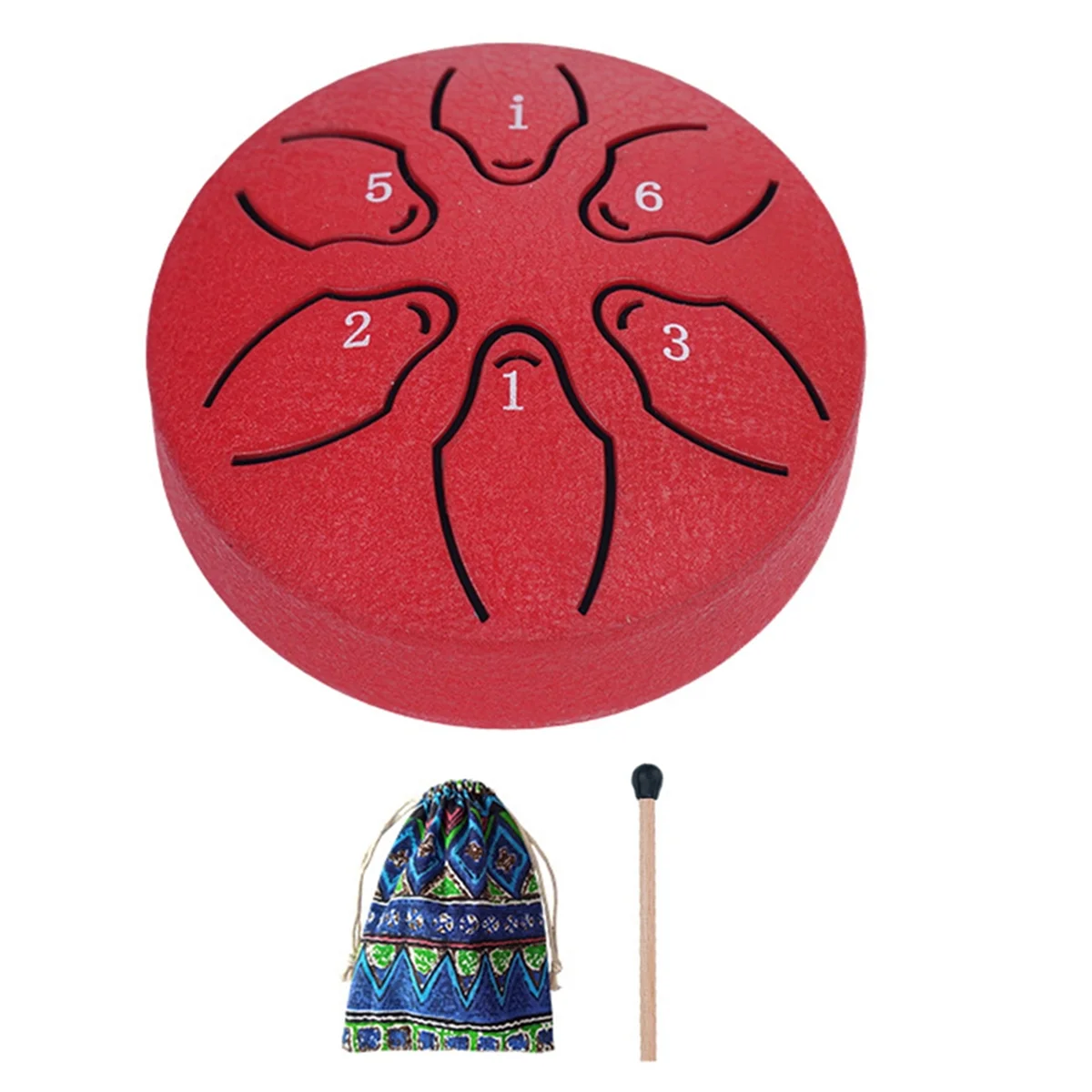 Rain Drum for Outside Steel Tongue Drum, 6 Notes 3 Inches Chakra Tank Drum Steel Percussion Padded Mallets Red