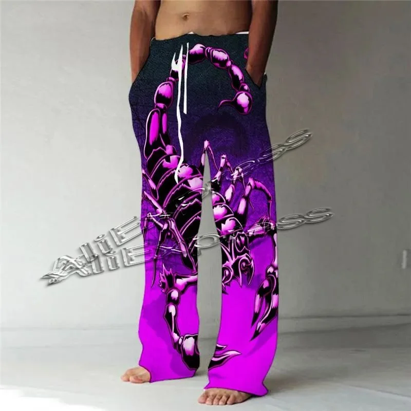 

Men's Pants Straight Trousers Scorpion 3D Printed Elastic Drawstring Design Front Pocket Beach Animal Graphic Slacks YK2 MOTO