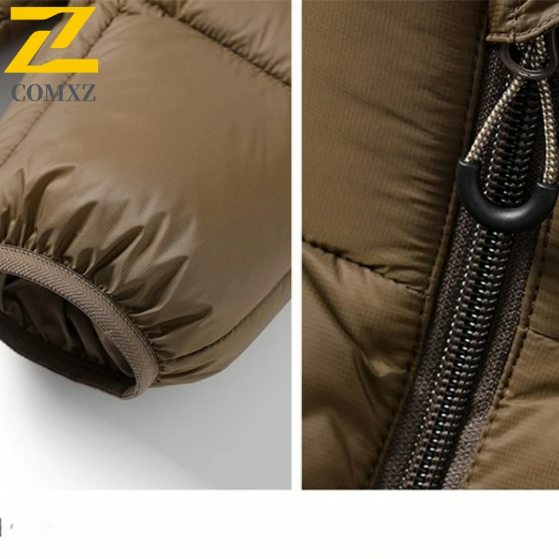 Male Parka Winter Fashion Thickened Hiking Wool Waterproof Coat Outdoor Windproof Warm Cold Weather Streetwear Padding Coat