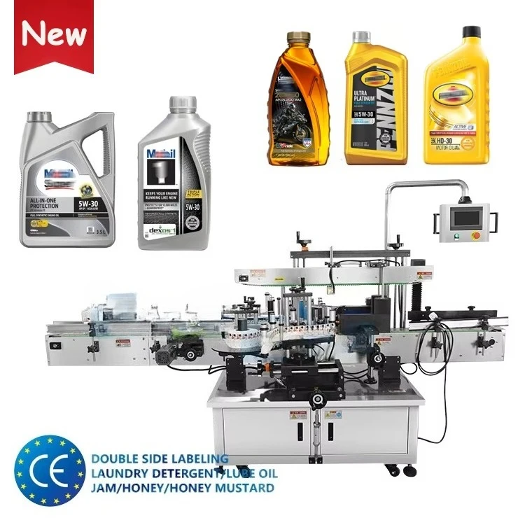 Lube Oil Double Side Label Machine Automatic Positioning Brake Fluid Engine Oil square Bottles Labeling Machine