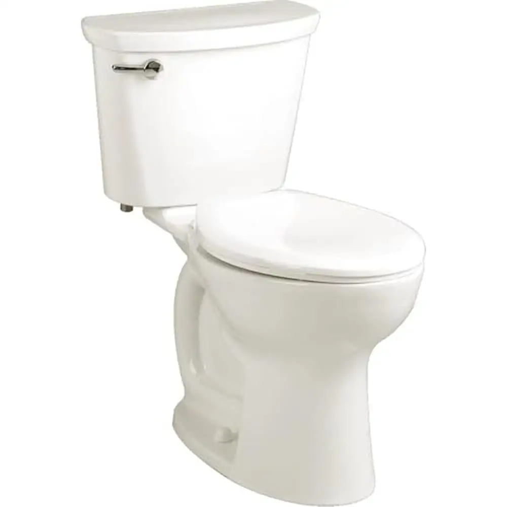 Compact Elongated Toilet 1.28 GPF White Cadet PRO Flushing System HET Space Saving Bowl Power Wash Rim Metal Trip Lever.