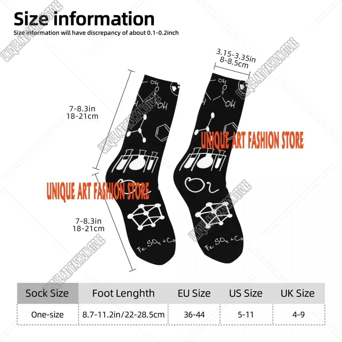 Chemistry Science Socks Harajuku Sweat Absorbing Stockings All Season Long Socks Accessories for Man's Woman's Christmas Gifts