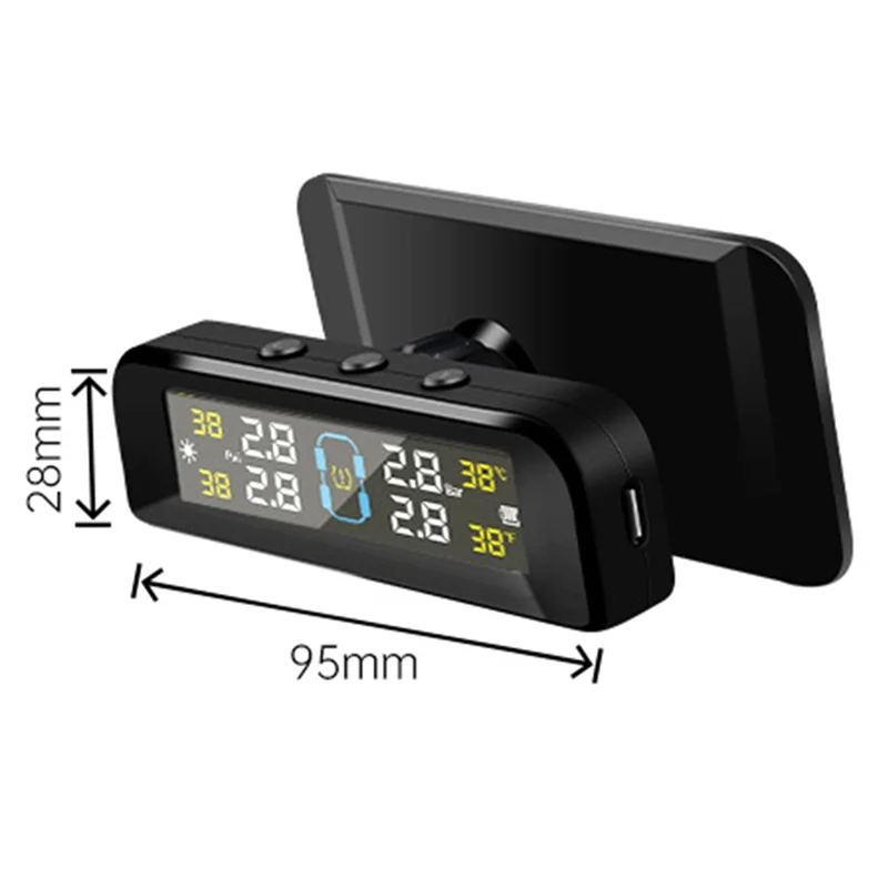 Car TPMS Monitor System Built-In Tire Pressure Sensor Wireless Solar Power TPMS With Tire Pressure Alarm