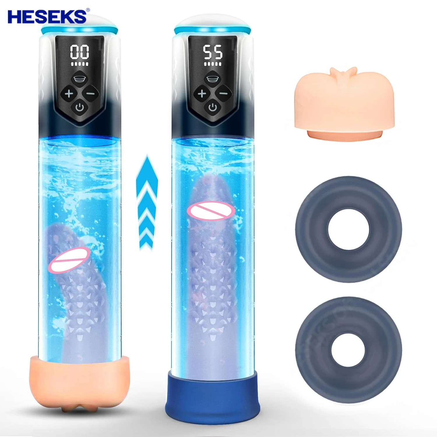 HESEKS IPX78 Penis Pump for Enlargement Electric Vacuum Pump with 5 Sucking Levels Waterproof Sex Toy Male Masturbators for Men