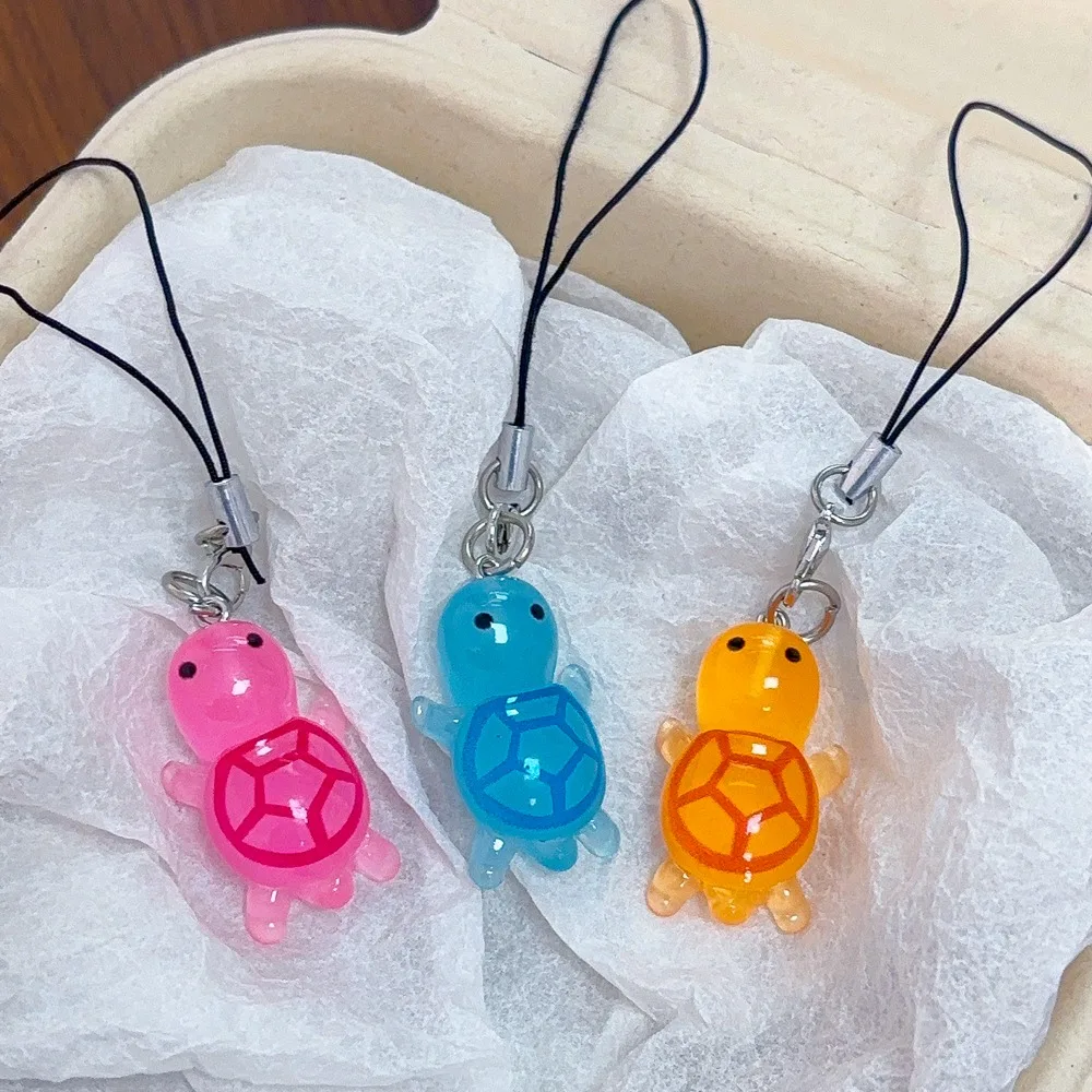 10/5/2pc Luminous Cartoon 3D Turtle Keychain Candy Color Animal Charms with Key Ring Kid Toys Student Diy Backpack Decor Gifts