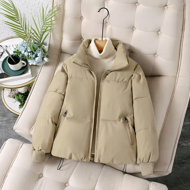 Winter New Solid Color Turn-down Collar Long Sleeve Fashion Parkas Women High Street Zipper Patchwork Cardigan Warm Thick Tops