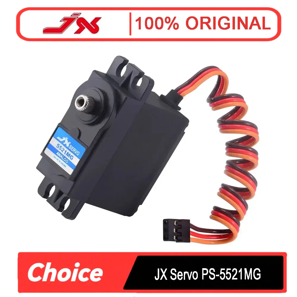 JX PS-5521MG 75g 20,3kgfulukcm@6V Metal Gear Servo - Alto torque para carros RC 1:8 (direção), robôs (articulares) e aviões (embros)