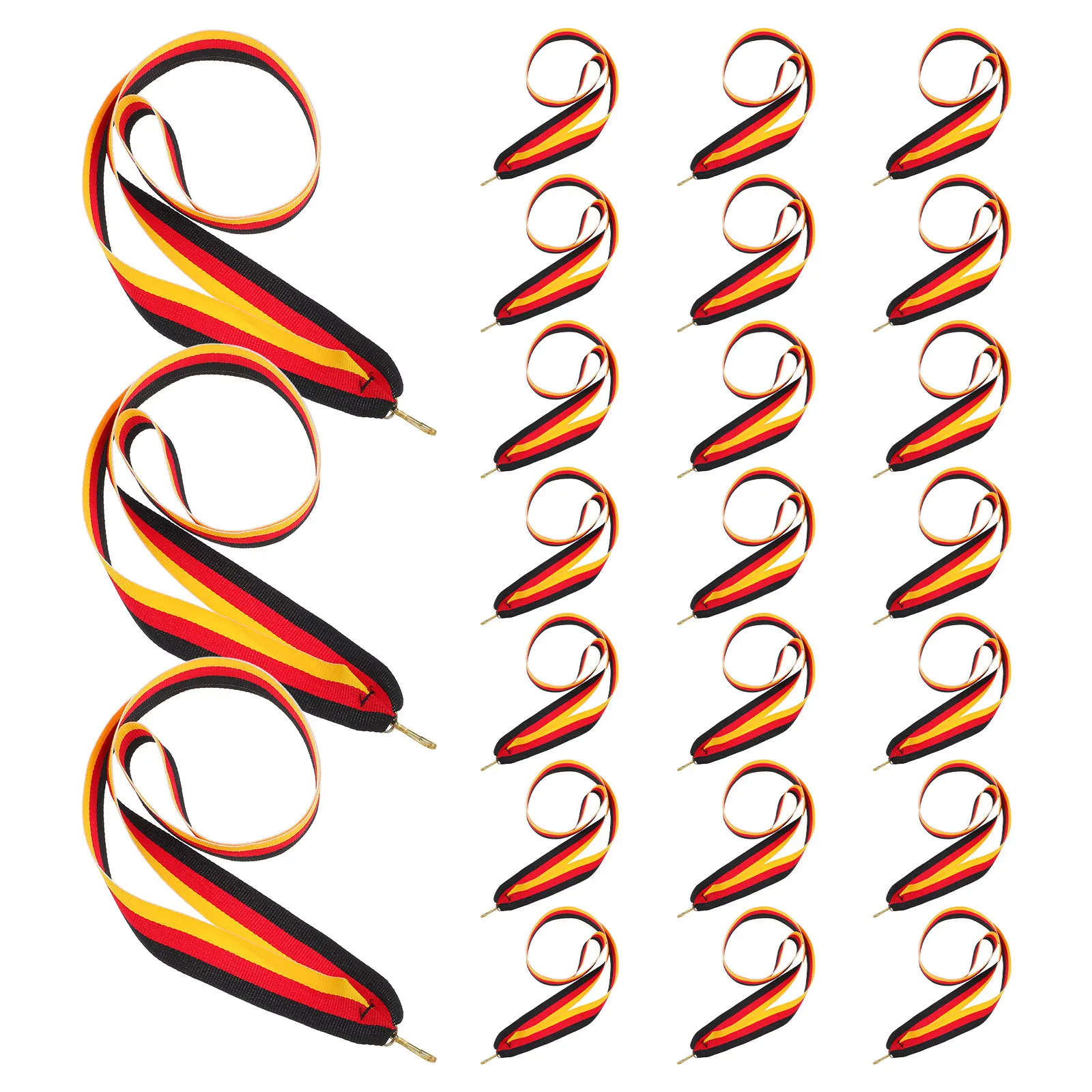 30Pcs Competitions Lanyards Medal Ribbons Soft Polyester Neck Straps Sports Awards Safety Release Clip Student Id Badge Holder