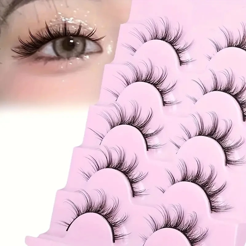 Thick, Natural, Slender, and Blooming False Eyelashes in 5 Pairs - Easily Create Charming Electric Eyes and Instantly Transform