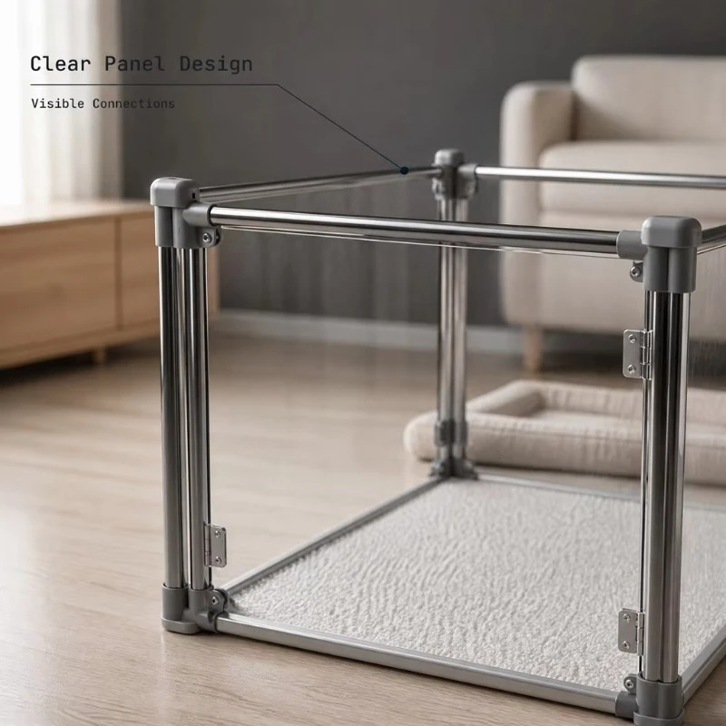 Transparent acrylic foldable dog fence door, no installation required, indoor use, suitable for medium/large dogs