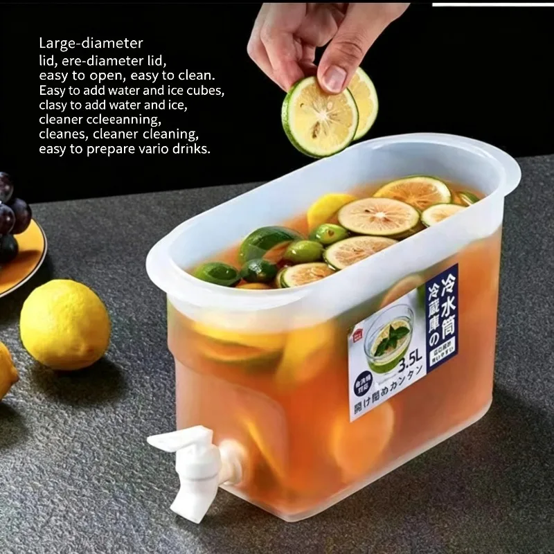 Water Kettle or Faucet Beverage Dispenser Cold Juice Lemonade Drinks Bucket Liquid Storage Tank Outdoor Fridge Organizers
