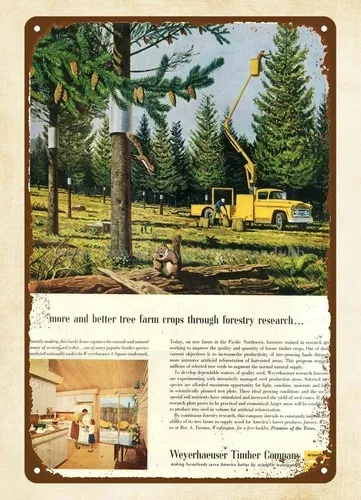 Настенный декор больше и лучшие фермы деревьев Weyerhaeuser Timber 19571, металлическая жестяная вывеска-алюминий