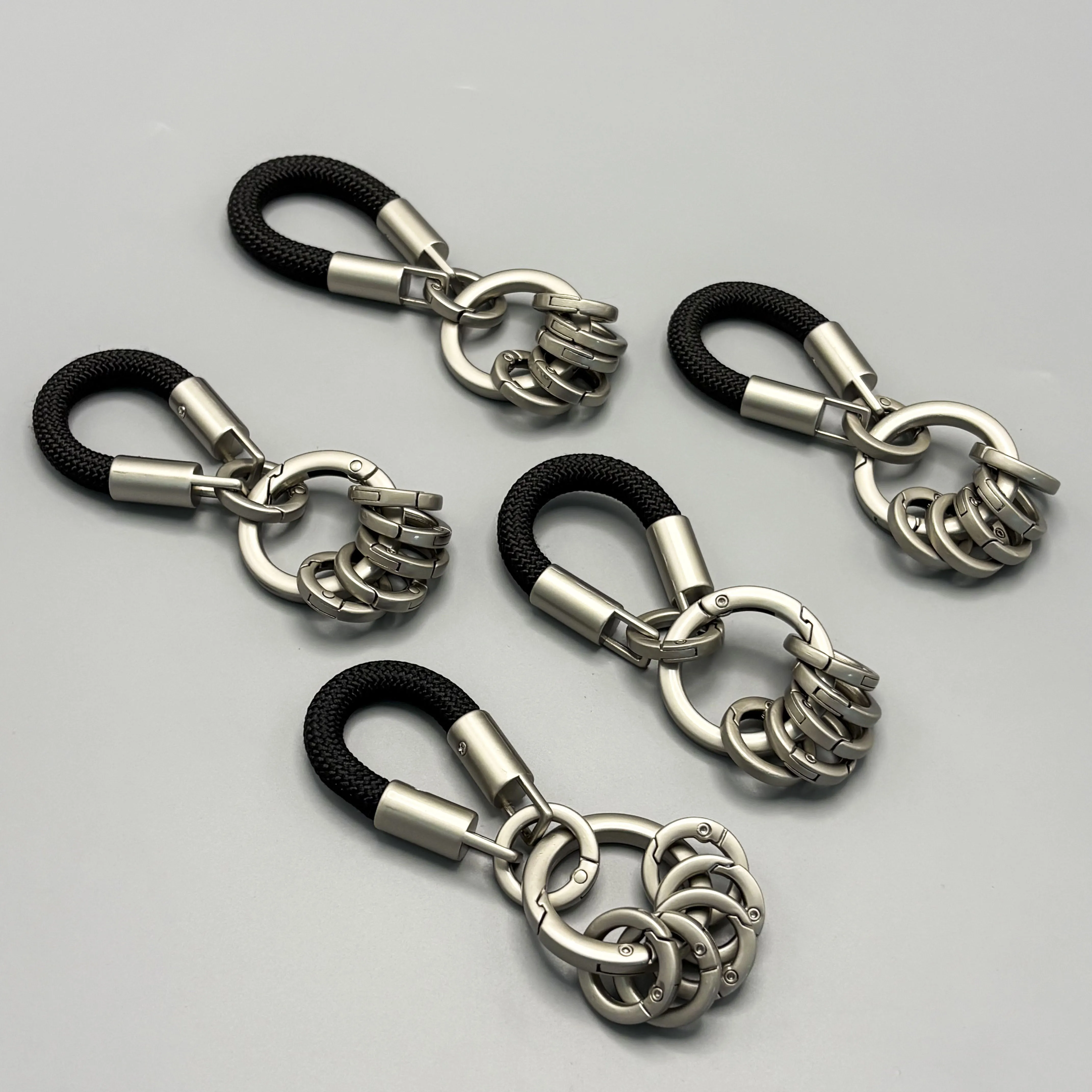 5-teilige und 3-teilige Schlüsselanhänger-Organizer: Schlüsselhalter aus Zinklegierung mit Ringen – Kompakte Metall-Schlüsselverwaltungssysteme, geeignet für E – Detail 6