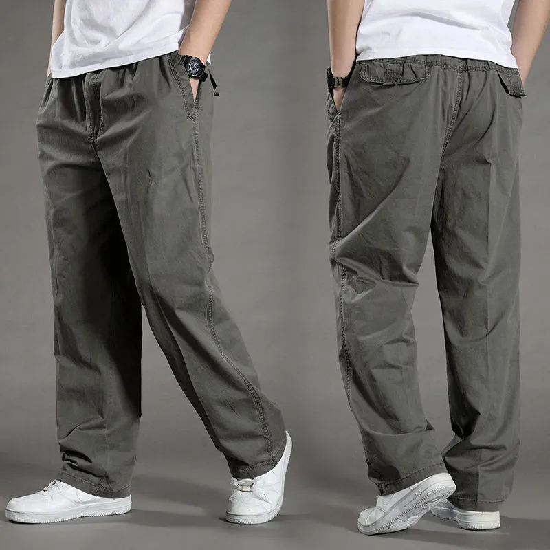 

2024 New 100% Pure Cotton Men's Workwear Pants European And American Men's Loose Straight Leg Casual Pants Workwear Pocket Pants