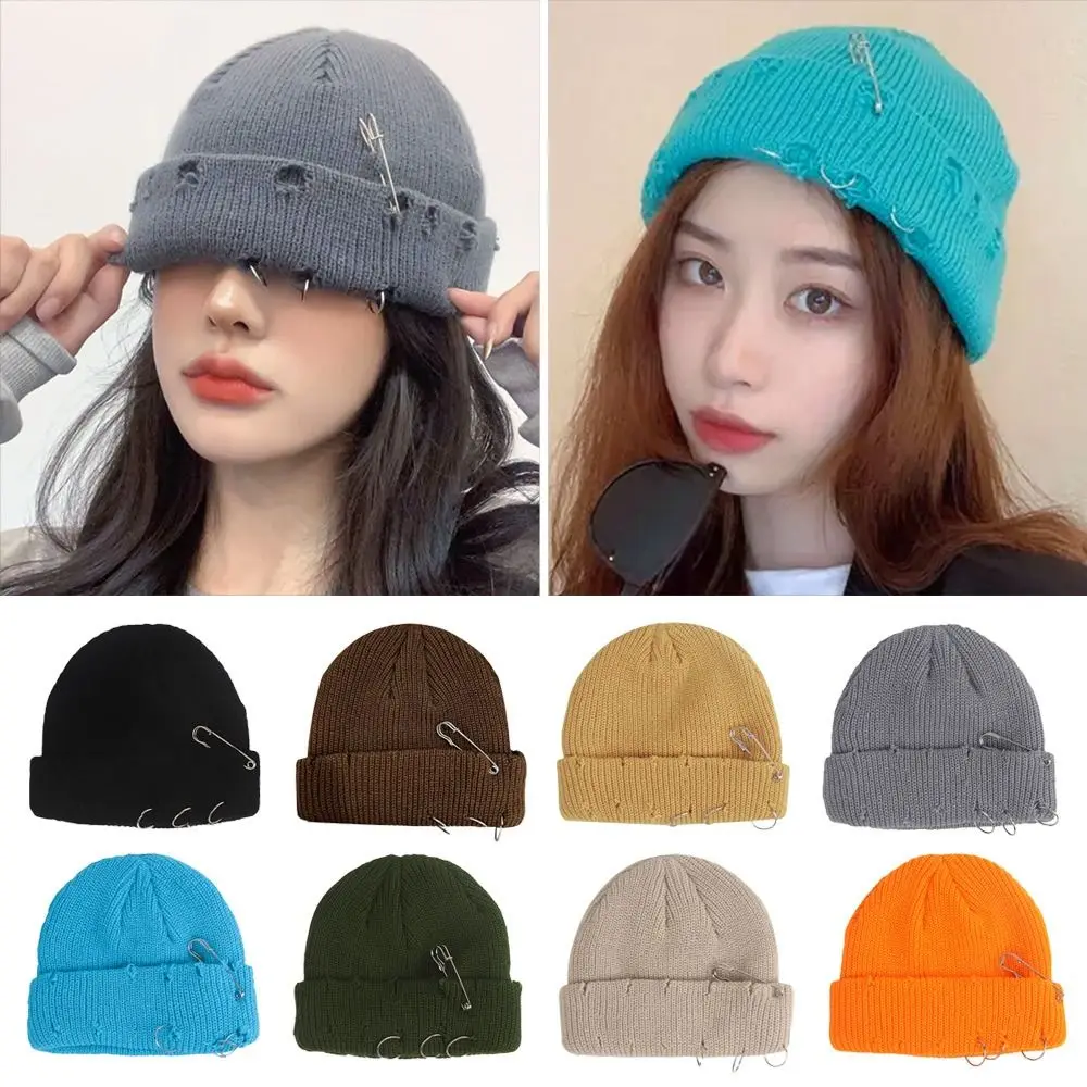 Fashion Winter Warm Knitted Cap Soft Thick Slouchy Bonnet Casual Solid Color Ski Hats for Men Women